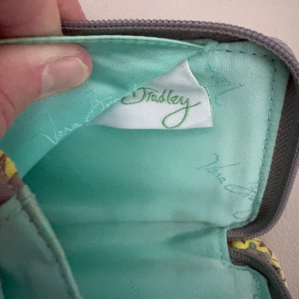 Vera Bradley‎ All In One Crossbody Wristlet Wallet Yellow Teal Paisley Floral - Picture 11 of 12